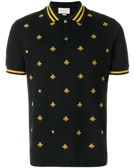 gucci black polo shirt|gucci bee embroidered polo shirt.